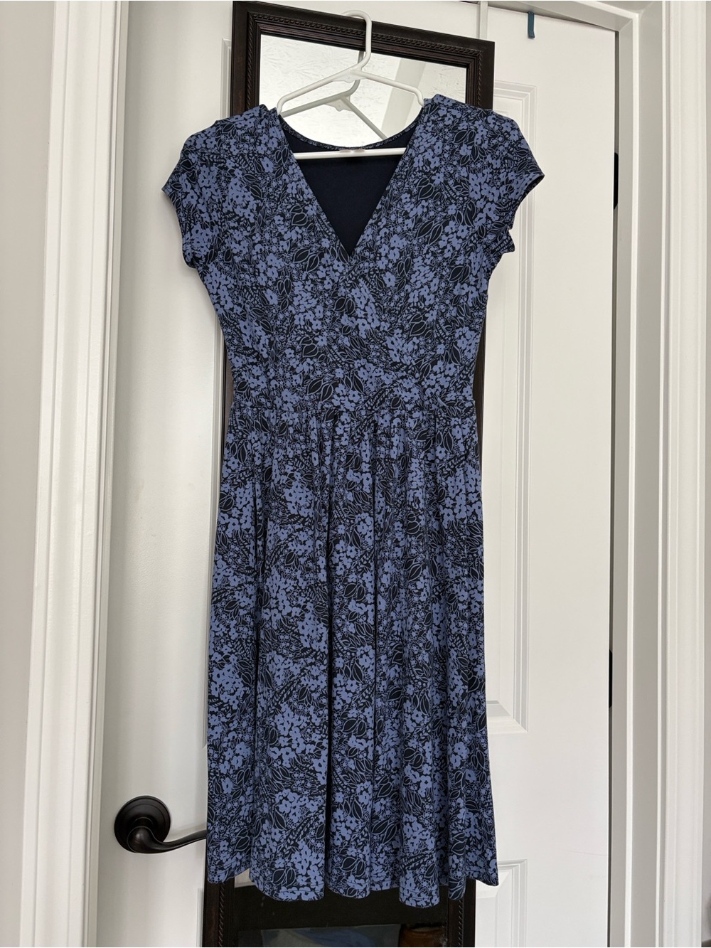 Pact Blue Floral Wrap-Style Midi Dress